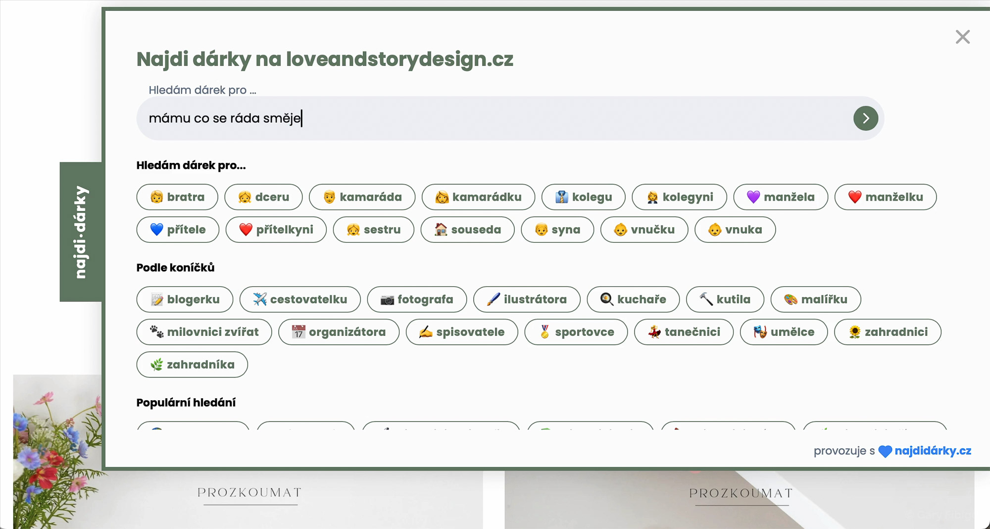 Najdidárky.cz Sidebar